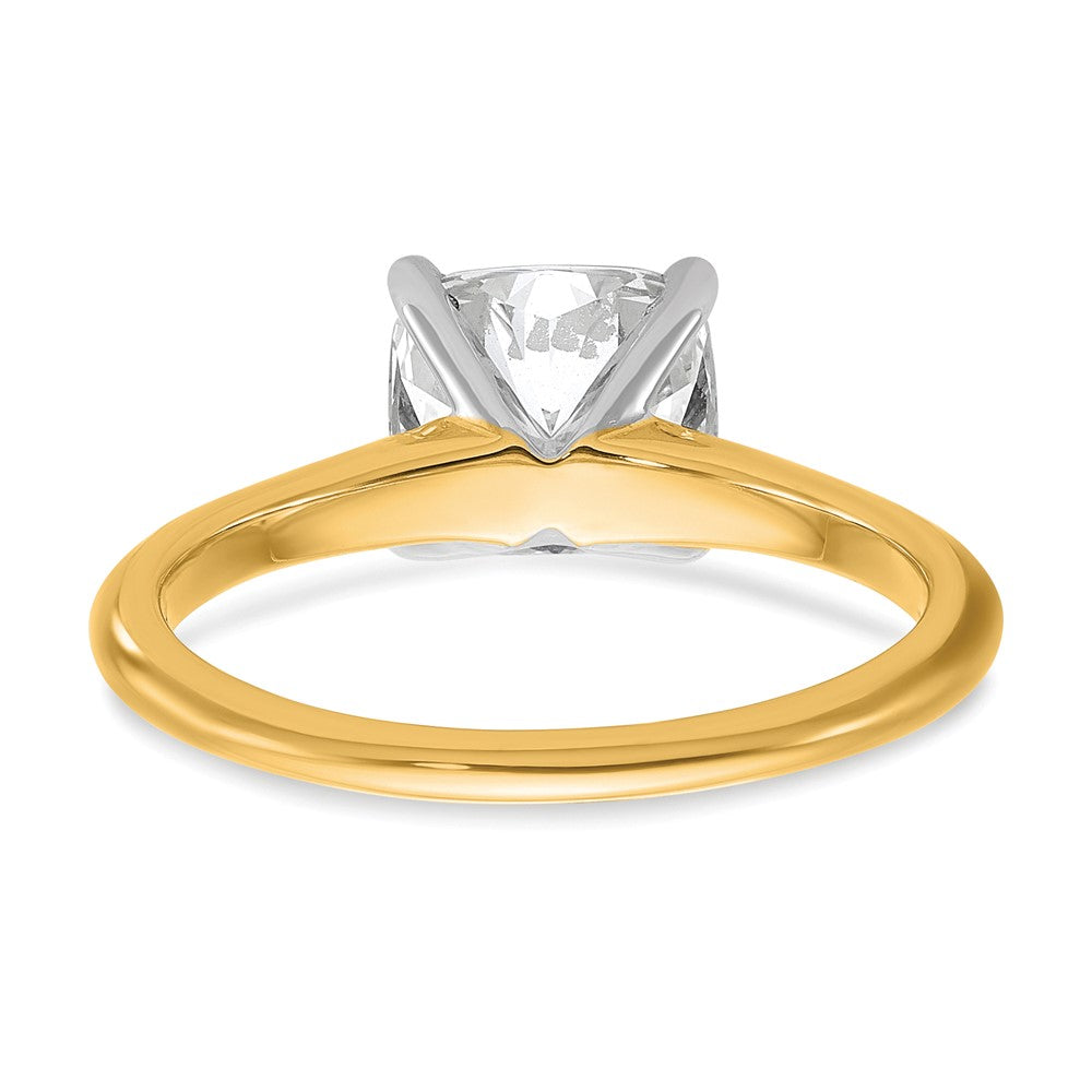 14K Two-Tone Gold Two-tone 2 carat Lab Grown Diamond VS+ F+ Cushion Complete Solitaire Engagement Ring