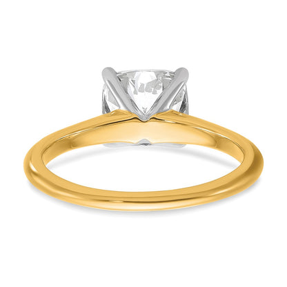 14K Two-Tone Gold Two-tone 2 carat Lab Grown Diamond VS/SI+ G+ Cushion Complete Solitaire Engagement Ring