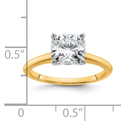 14k Two-tone 2 Ct. Certified Lab Grown Diamond VS/SI+ G+ Cushion Solitare Engagement Ring