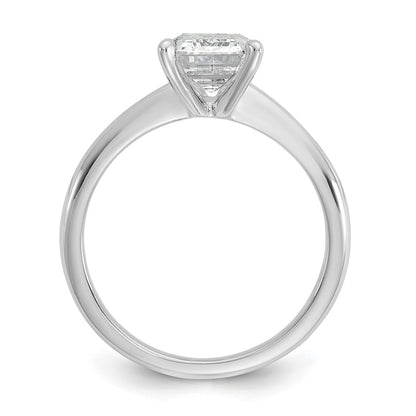 14K White Gold 2 carat Lab Grown Diamond VS+ F+ Emerald Solitaire Complete Engagement Ring
