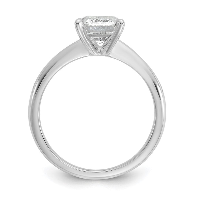 14K White Gold 2 carat Lab Grown Diamond VS+ F+ Emerald Solitaire Complete Engagement Ring