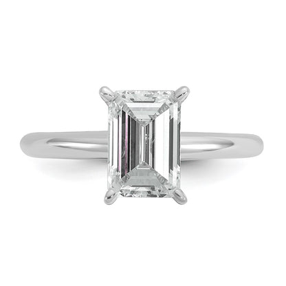 14K White Gold 2 carat Certified Lab Grown Diamond VS+ F+ Emerald Solitaire Complete Engagement Ring