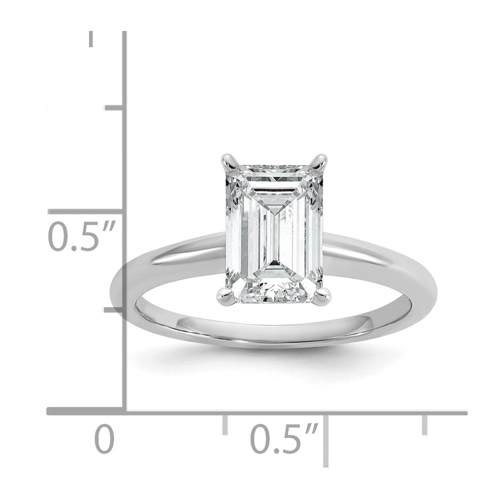 14k White Gold 2 Ct. Lab Grown Diamond VS/SI+ G+ Emerald Solitare Engagement Ring