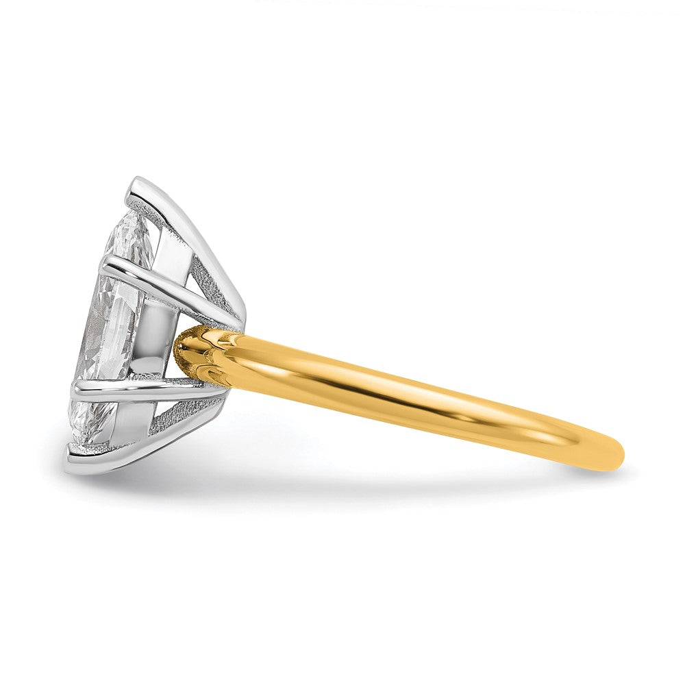 14K Two-Tone Gold Two-tone 2 carat Certified Lab Grown Diamond VS+ F+ Marquise Solitaire Complete Engagement Ring