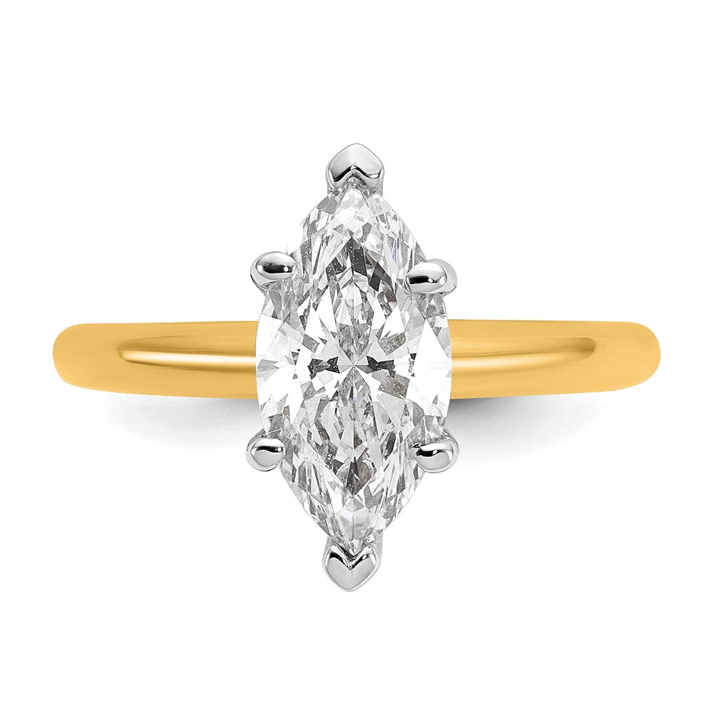 14K Two-Tone Gold Two-tone 2 carat Lab Grown Diamond VS+ F+ Marquise Solitaire Complete Engagement Ring