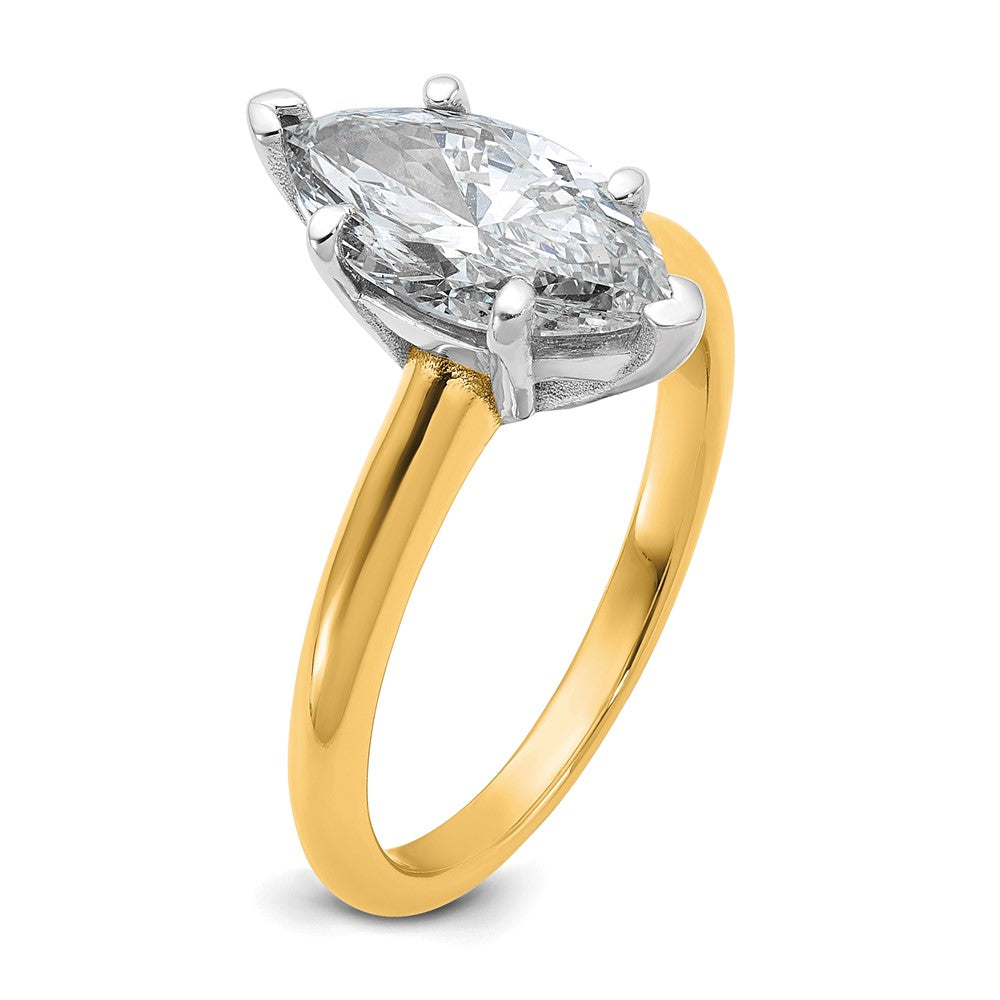 14K Two-Tone Gold Two-tone 2 carat Lab Grown Diamond VS+ F+ Marquise Solitaire Complete Engagement Ring