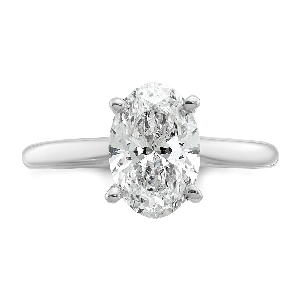 14K White Gold 2 carat Certified Lab Grown Diamond VS+ F+ Oval Complete Solitaire Engagement Ring