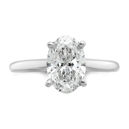 14K White Gold 2 carat Certified Lab Grown Diamond VS+ F+ Oval Complete Solitaire Engagement Ring