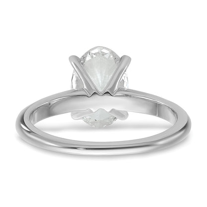 14K White Gold 2 carat Certified Lab Grown Diamond VS+ F+ Oval Complete Solitaire Engagement Ring