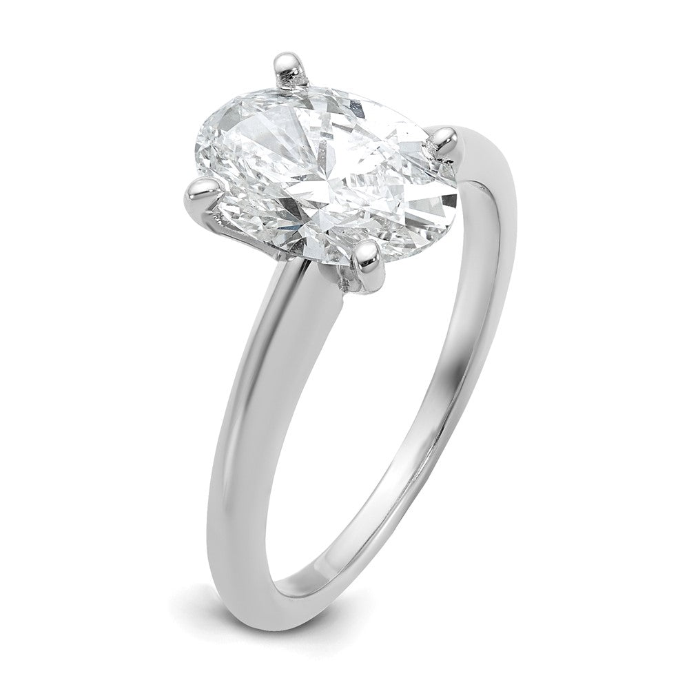 14K White Gold 2 carat Certified Lab Grown Diamond VS+ F+ Oval Complete Solitaire Engagement Ring