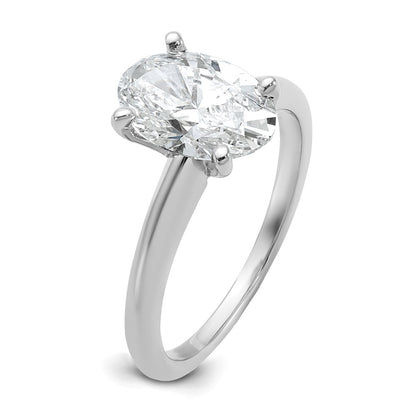 14K White Gold 2 carat Certified Lab Grown Diamond VS+ F+ Oval Complete Solitaire Engagement Ring