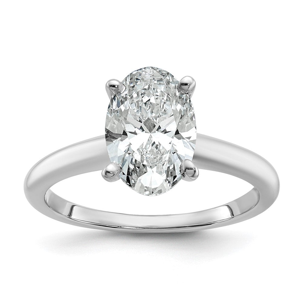 14K White Gold 2 carat Lab Grown Diamond VS+ F+ Oval Complete Solitaire Engagement Ring