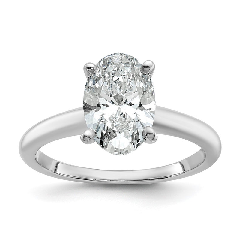14K White Gold 2 carat Lab Grown Diamond VS+ F+ Oval Complete Solitaire Engagement Ring