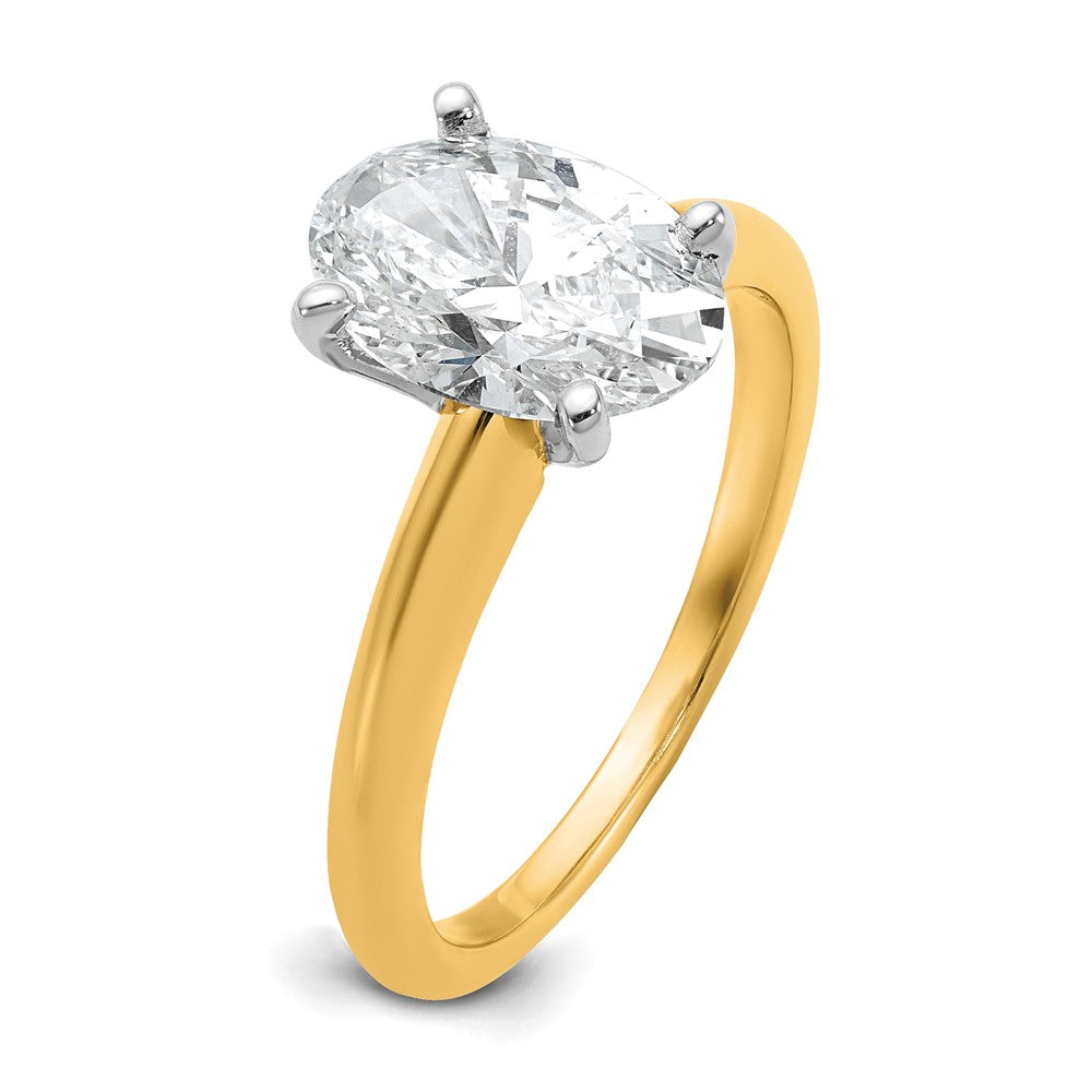 14K Two-Tone Gold 2 carat Lab Grown Diamond VS+ F+ Oval Complete Solitaire Engagement Ring