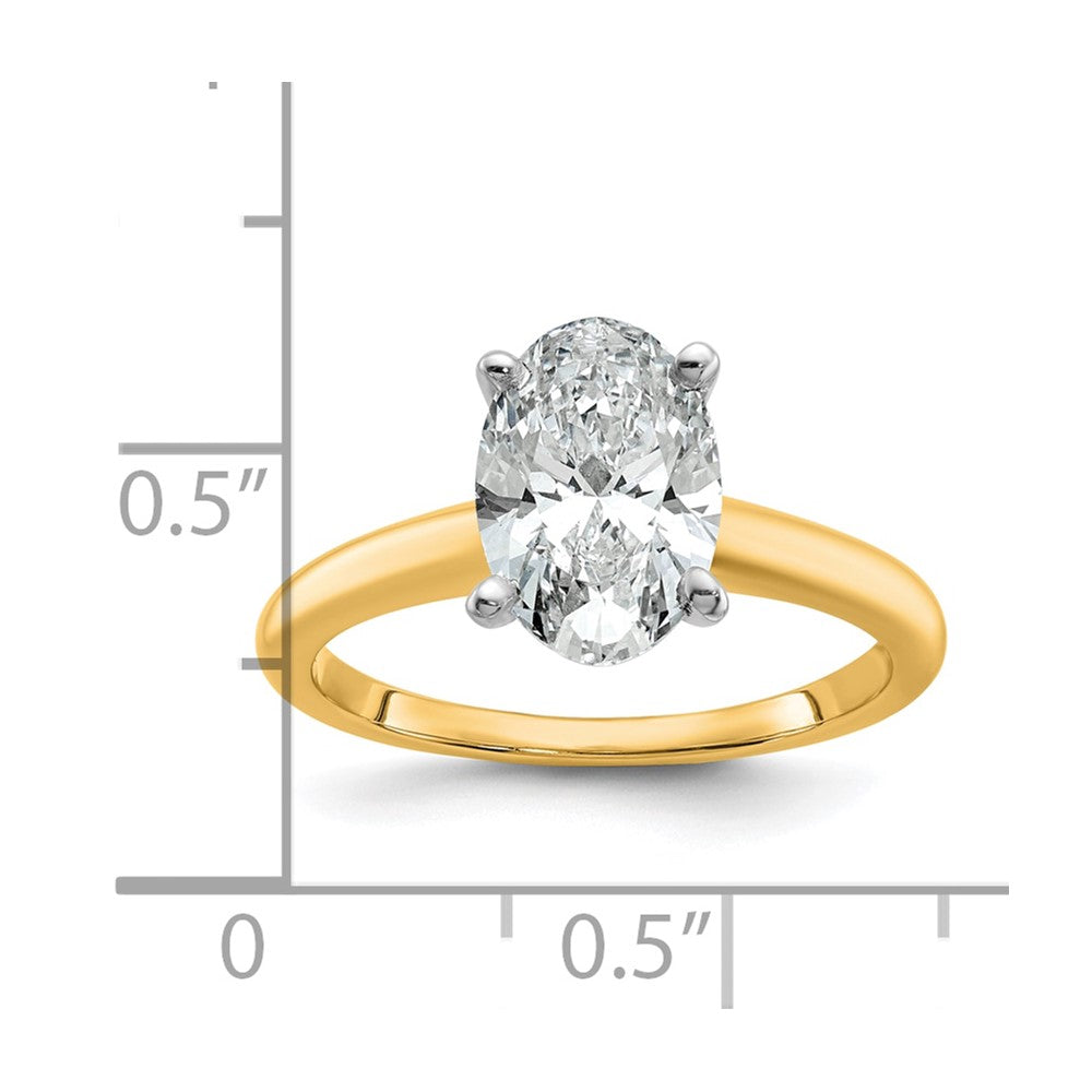14K Two-Tone Gold 2 carat Lab Grown Diamond VS+ F+ Oval Complete Solitaire Engagement Ring