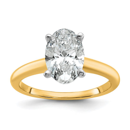 14K Two-Tone Gold 2 carat Lab Grown Diamond VS+ F+ Oval Complete Solitaire Engagement Ring
