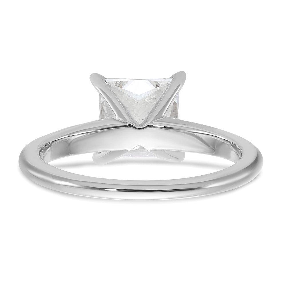 14K White Gold 2 carat Certified Lab Grown Diamond VS+ F+ Princess Complete Solitaire Engagement Ring