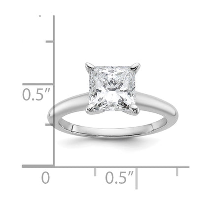 14K White Gold 2 carat Certified Lab Grown Diamond VS+ F+ Princess Complete Solitaire Engagement Ring