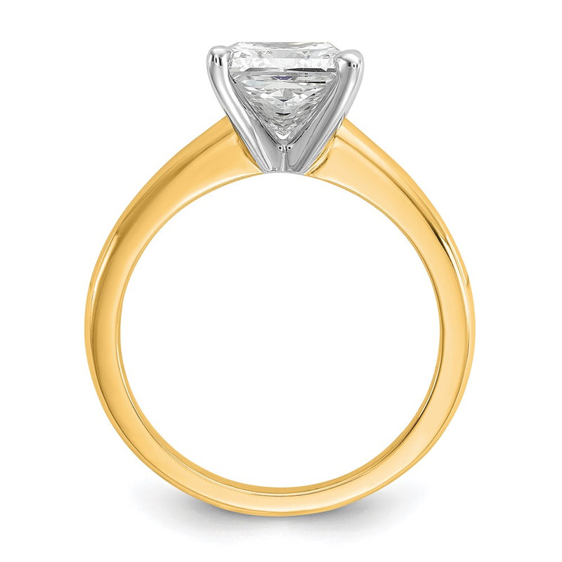 14K Two-Tone Gold Two-tone 2 carat Certified Lab Grown Diamond VS+ F+ Princess Complete Solitaire Engagement Ring
