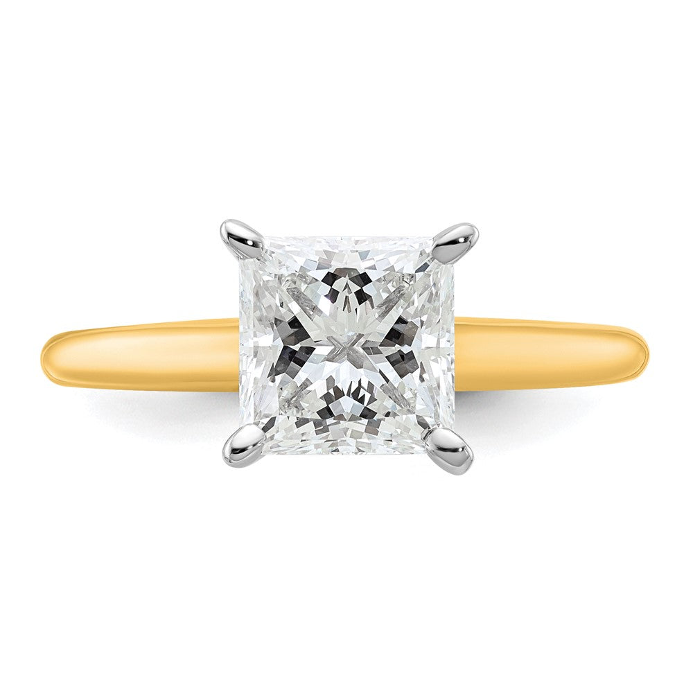 14K Two-Tone Gold Two-tone 2 carat Lab Grown Diamond VS+ F+ Princess Complete Solitaire Engagement Ring