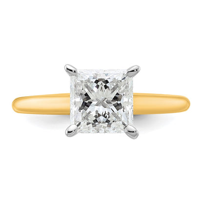 14K Two-Tone Gold Two-tone 2 carat Lab Grown Diamond VS+ F+ Princess Complete Solitaire Engagement Ring