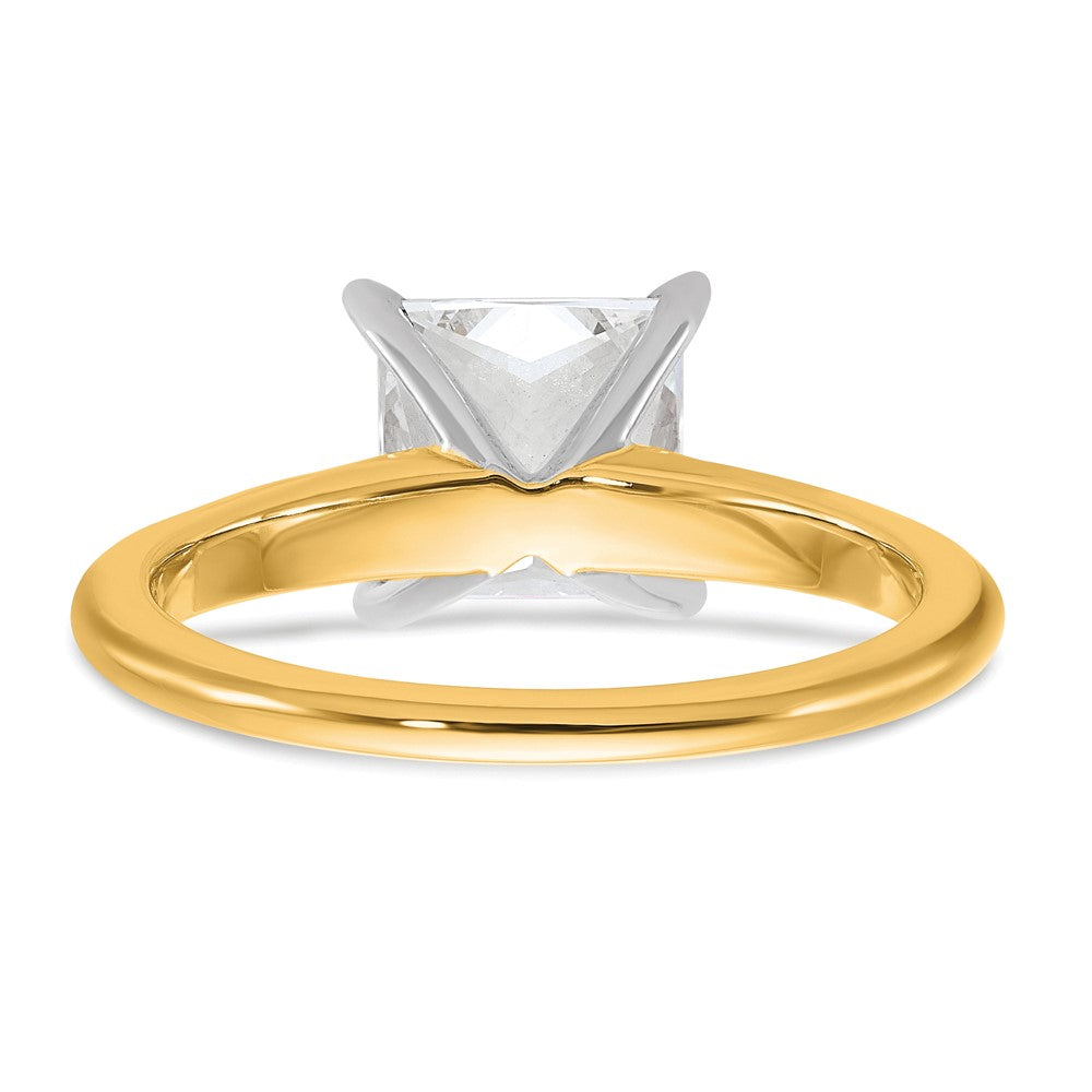 14K Two-Tone Gold Two-tone 2 carat Certified Lab Grown Diamond VS+ F+ Princess Complete Solitaire Engagement Ring