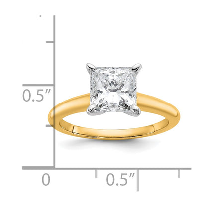 14K Two-Tone Gold Two-tone 2 carat Lab Grown Diamond VS+ F+ Princess Complete Solitaire Engagement Ring