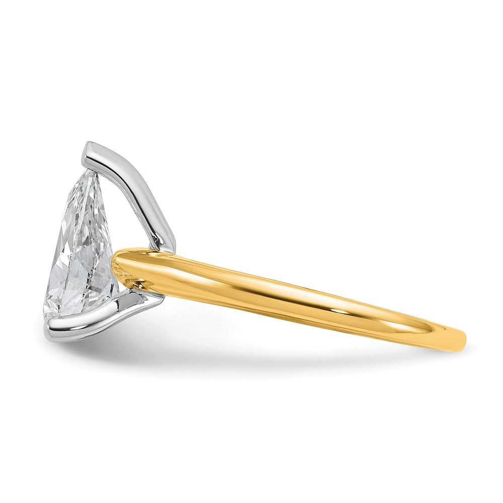 14K Two-Tone Gold Two-tone 2 carat Lab Grown Diamond VS+ F+ Pear Solitaire Complete Engagement Ring