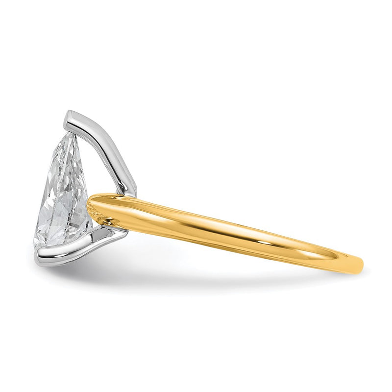 14K Two-Tone Gold Two-tone 2 carat Lab Grown Diamond VS+ F+ Pear Solitaire Complete Engagement Ring