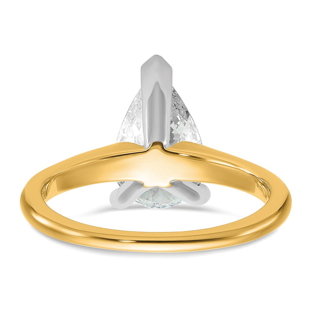 14K Two-Tone Gold Two-tone 2 carat Certified Lab Grown Diamond VS+ F+ Pear Solitaire Complete Engagement Ring