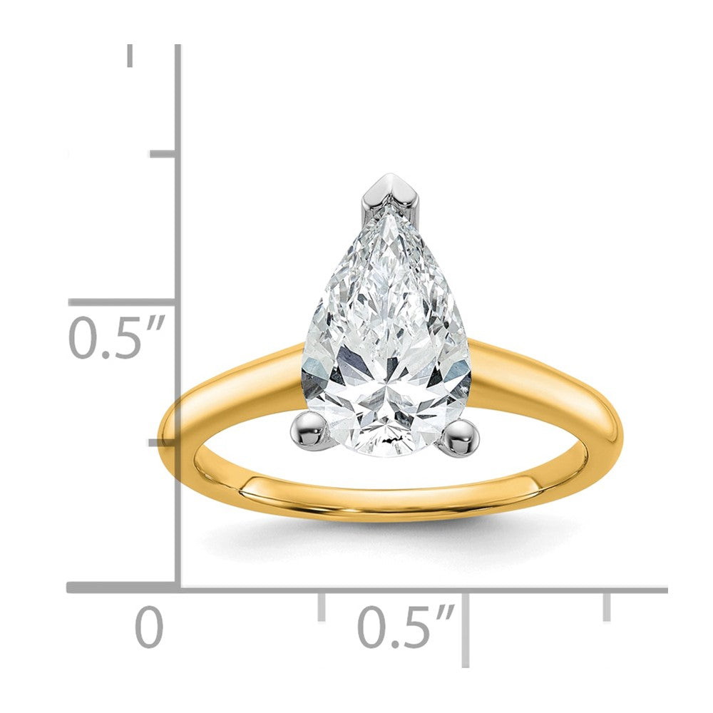 14K Two-Tone Gold Two-tone 2 carat Lab Grown Diamond VS+ F+ Pear Solitaire Complete Engagement Ring