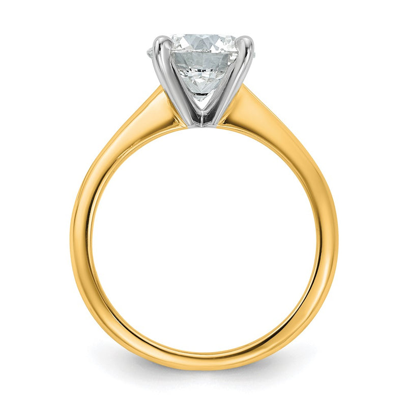 14k Two-tone 2 Ct. Certified Complete Lab Grown Diamond VS/SI+ G+ Round Solitaire Engagement Ring