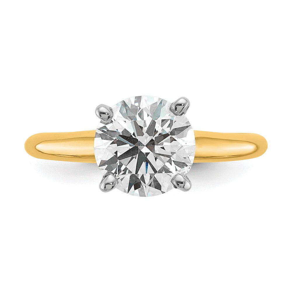 14K Two-Tone Gold 2 carat Certified Lab Grown Diamond VS+ F+ Round Complete Solitaire Engagement Ring