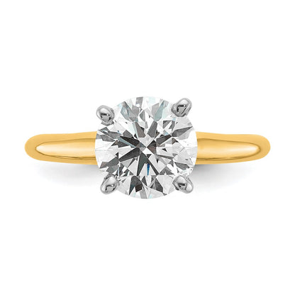 14K Two-Tone Gold 2 carat Certified Lab Grown Diamond VS+ F+ Round Complete Solitaire Engagement Ring