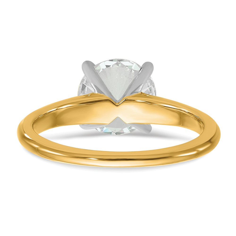 14K Two-Tone Gold 2 carat Lab Grown Diamond VS+ F+ Round Complete Solitaire Engagement Ring