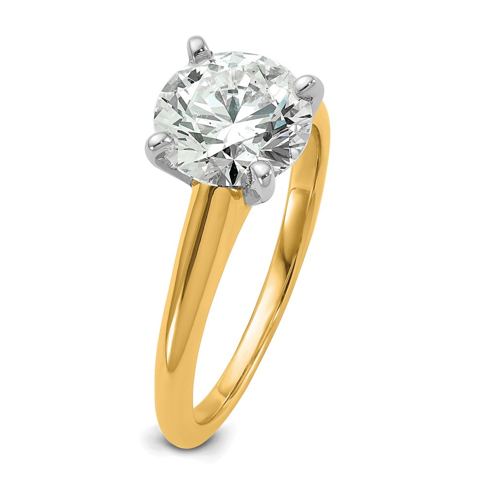 14K Two-Tone Gold 2 carat Certified Lab Grown Diamond VS+ F+ Round Complete Solitaire Engagement Ring