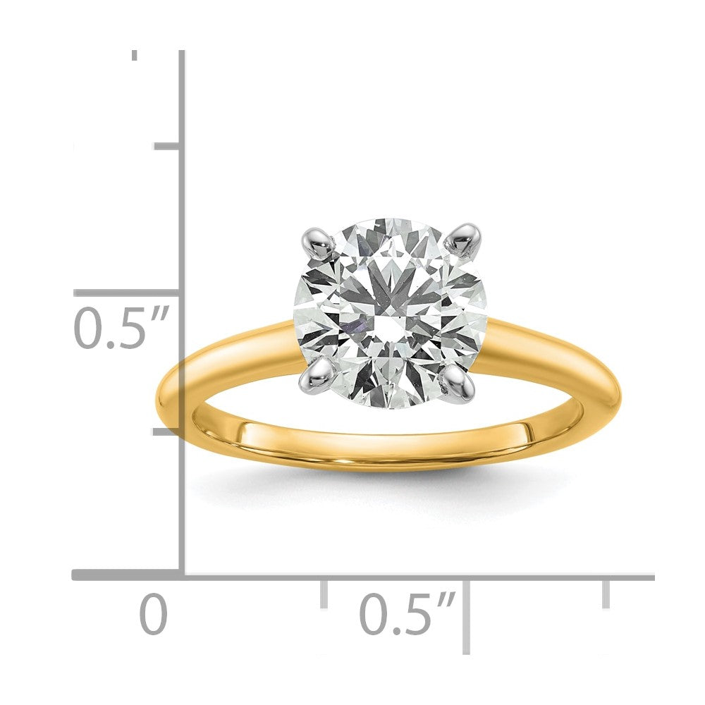 14K Two-Tone Gold 2 carat Certified Lab Grown Diamond VS+ F+ Round Complete Solitaire Engagement Ring