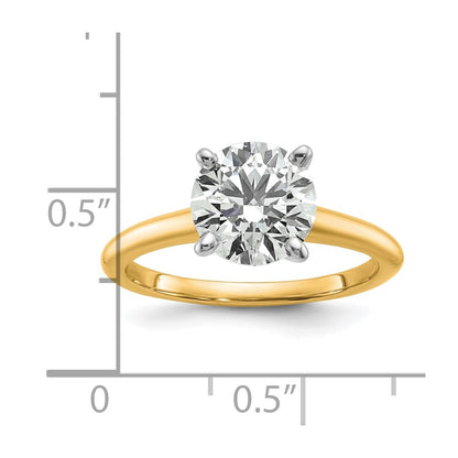 14K Two-Tone Gold 2 carat Certified Lab Grown Diamond VS+ F+ Round Complete Solitaire Engagement Ring