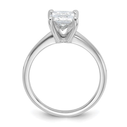 14K White Gold 2 carat Certified Lab Grown Diamond VS+ F+ Radiant Solitaire Complete Engagement Ring
