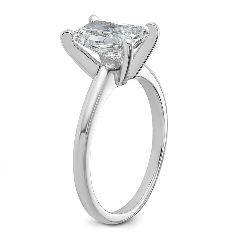 14K White Gold 2 carat Lab Grown Diamond VS+ F+ Radiant Solitaire Complete Engagement Ring