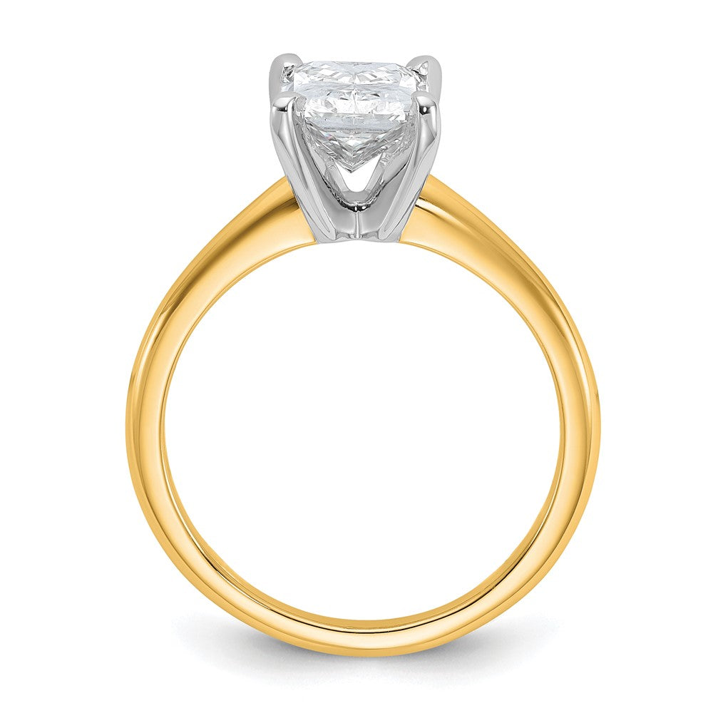 14K Two-Tone Gold Two-tone 2 carat Lab Grown Diamond VS+ F+ Radiant Solitaire Complete Engagement Ring