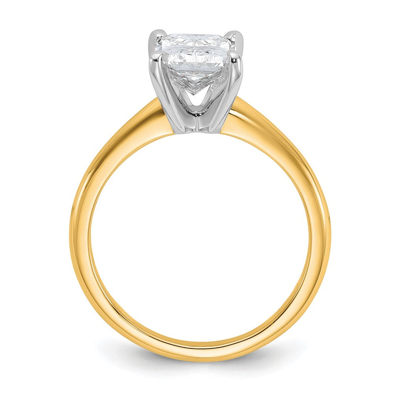 14K Two-Tone Gold Two-tone 2 carat Lab Grown Diamond VS+ F+ Radiant Solitaire Complete Engagement Ring