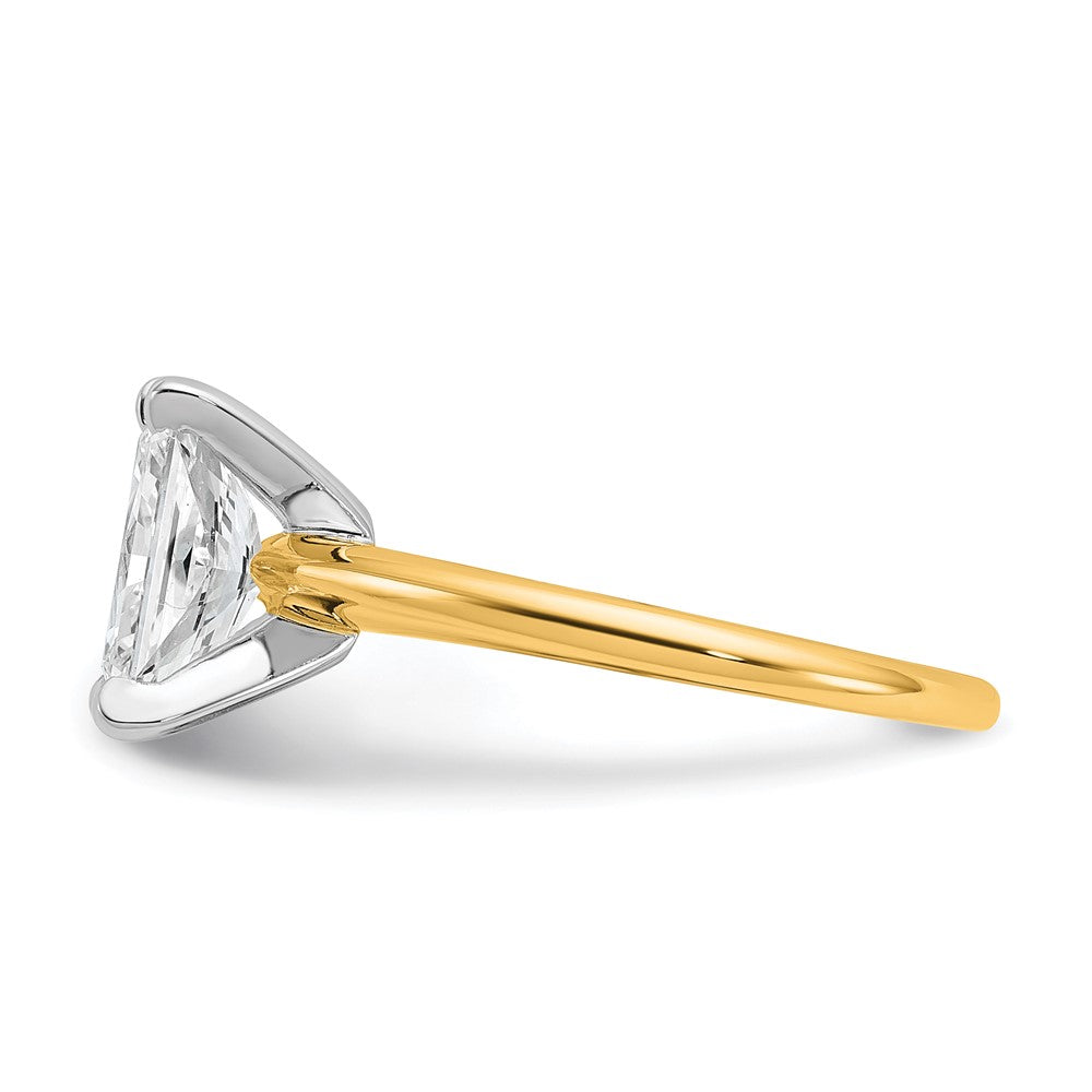14K Two-Tone Gold Two-tone 2 carat Certified Lab Grown Diamond VS+ F+ Radiant Solitaire Complete Engagement Ring