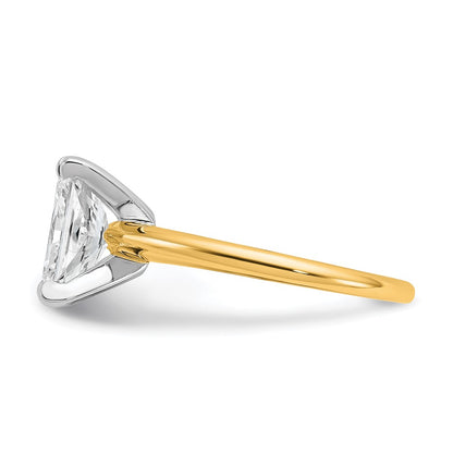 14K Two-Tone Gold Two-tone 2 carat Certified Lab Grown Diamond VS+ F+ Radiant Solitaire Complete Engagement Ring