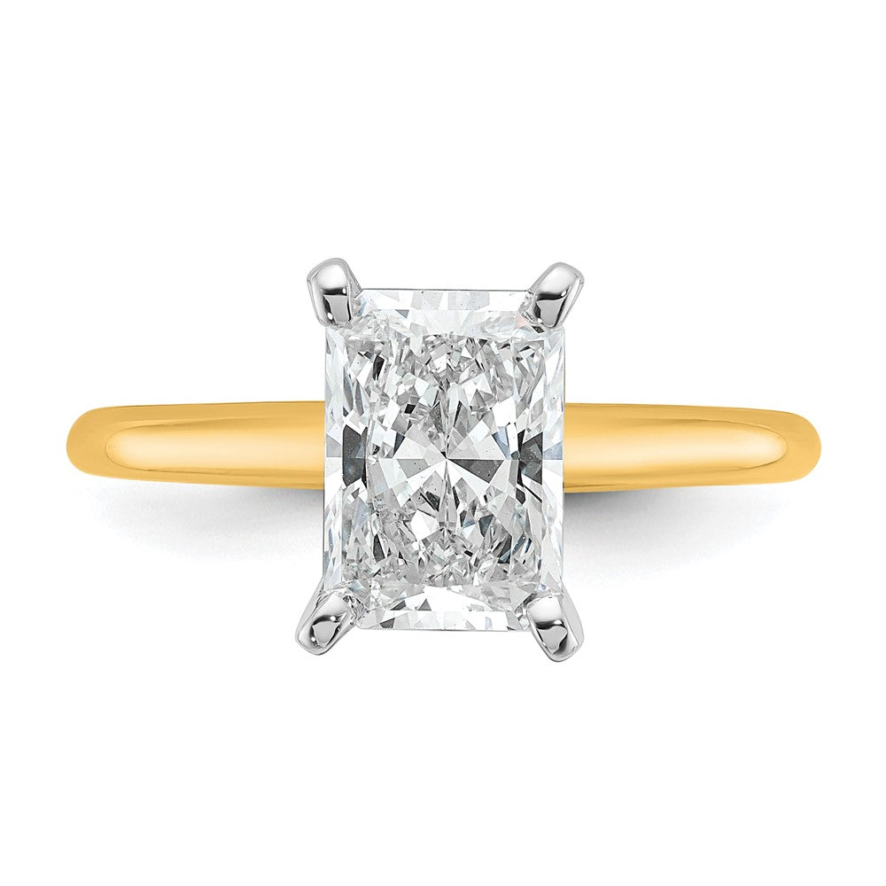 14K Two-Tone Gold Two-tone 2 carat Lab Grown Diamond VS+ F+ Radiant Solitaire Complete Engagement Ring