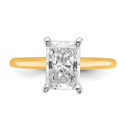 14K Two-Tone Gold Two-tone 2 carat Lab Grown Diamond VS+ F+ Radiant Solitaire Complete Engagement Ring