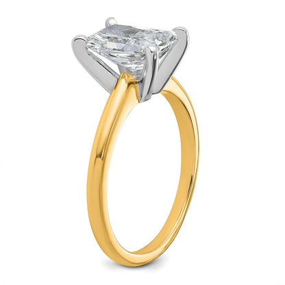 14K Two-Tone Gold Two-tone 2 carat Certified Lab Grown Diamond VS+ F+ Radiant Solitaire Complete Engagement Ring