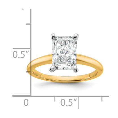 14K Two-Tone Gold Two-tone 2 carat Lab Grown Diamond VS+ F+ Radiant Solitaire Complete Engagement Ring