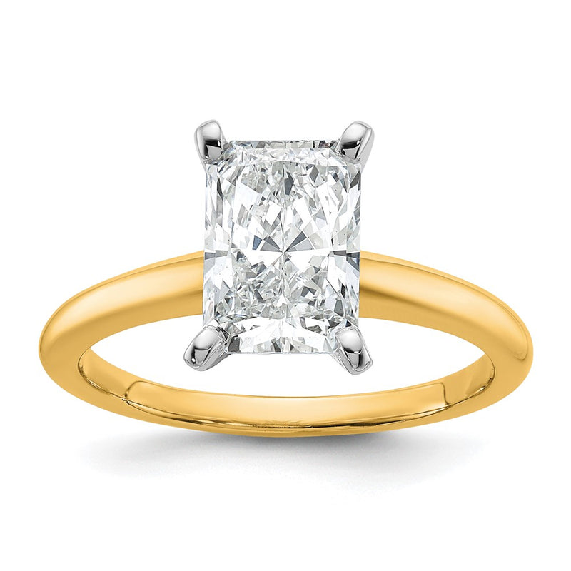 14K Two-Tone Gold Two-tone 2 carat Lab Grown Diamond VS+ F+ Radiant Solitaire Complete Engagement Ring