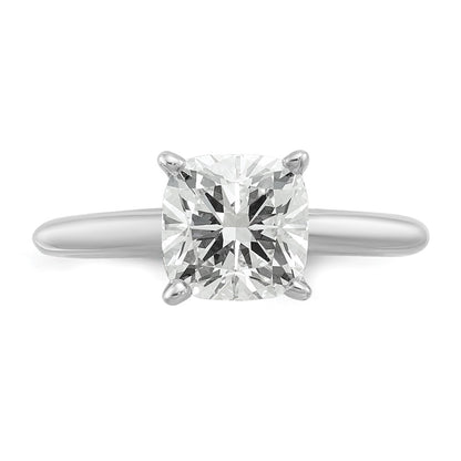 14K White Gold 2 1/2 carat Certified Lab Grown Diamond VS+ F+ Cushion Complete Solitaire Engagement Ring